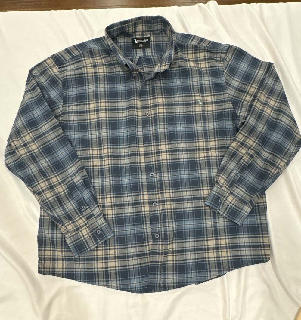 Local Boy Outfitters Men's Blue Plaid Button-Down Shirt